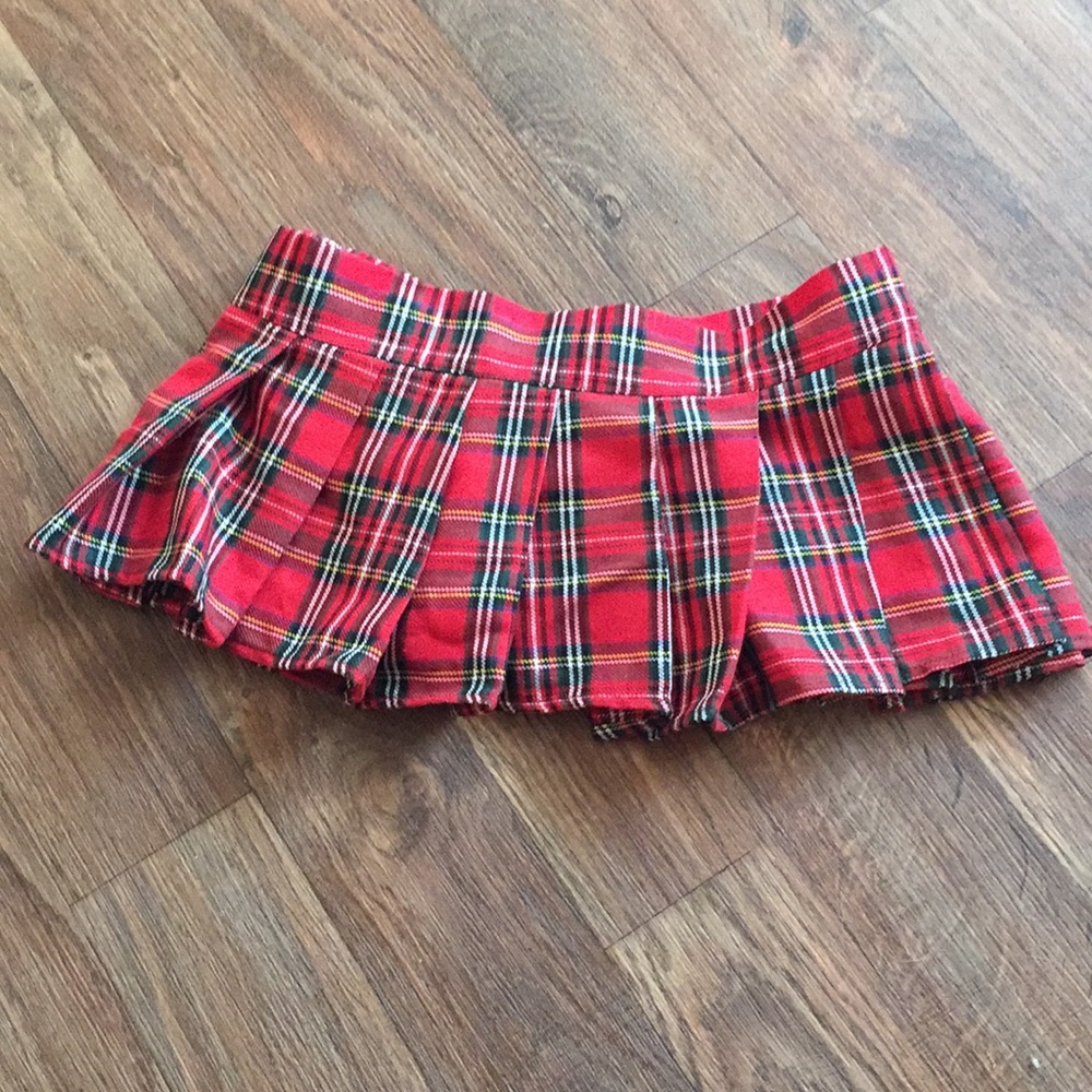 Check print adjustable mini skirt